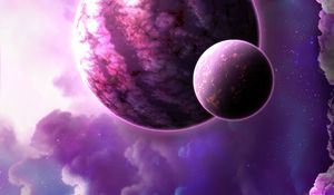 Preview wallpaper planets, nebula, clouds, stars, light