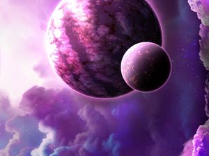 Preview wallpaper planets, nebula, clouds, stars, light