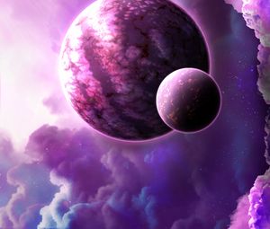 Preview wallpaper planets, nebula, clouds, stars, light