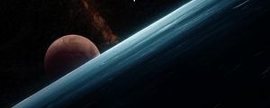 Preview wallpaper planets, slope, stars, space