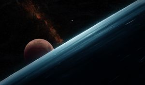 Preview wallpaper planets, slope, stars, space