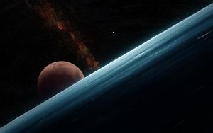 Preview wallpaper planets, slope, stars, space