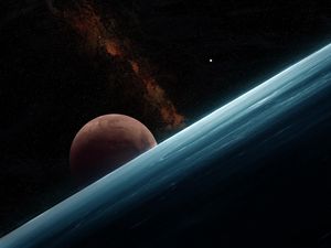 Preview wallpaper planets, slope, stars, space