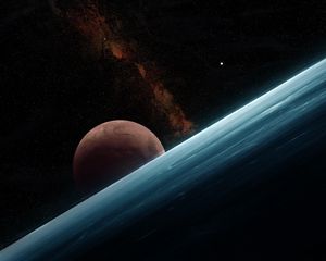 Preview wallpaper planets, slope, stars, space