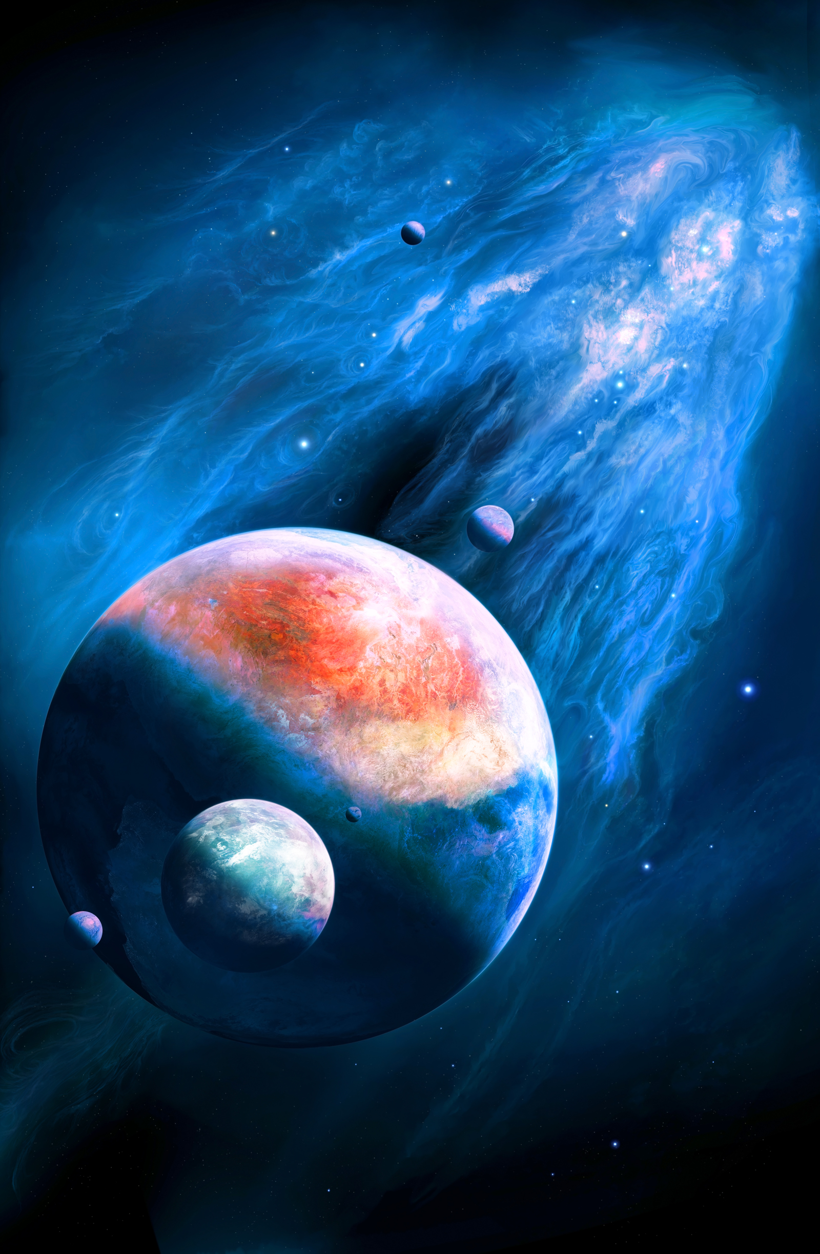 1600x2446 Wallpaper planets, space, art, stains