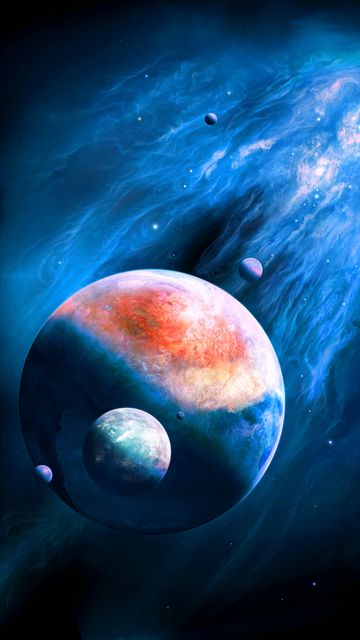 360x640 Wallpaper planets, space, art, stains