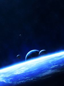 Preview wallpaper planets, space, glow, universe