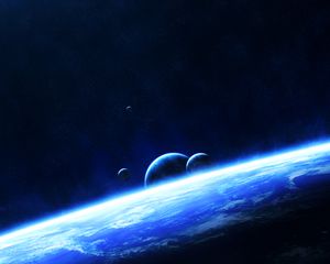 Preview wallpaper planets, space, glow, universe