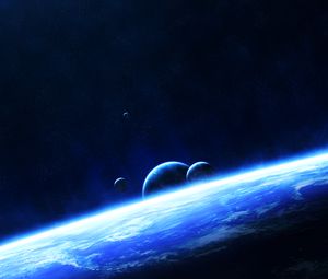 Preview wallpaper planets, space, glow, universe