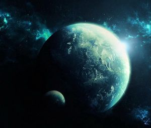 Preview wallpaper planets, space, nebula, clots