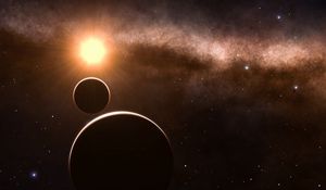 Preview wallpaper planets, space, stars, shine, dark