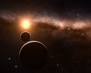 Preview wallpaper planets, space, stars, shine, dark