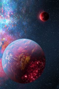 Preview wallpaper planets, space, stars, nebula, glow
