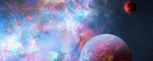 Preview wallpaper planets, space, stars, nebula, glow