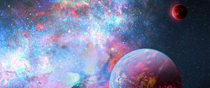 Preview wallpaper planets, space, stars, nebula, glow