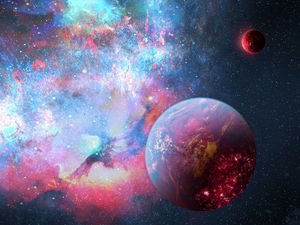 Preview wallpaper planets, space, stars, nebula, glow