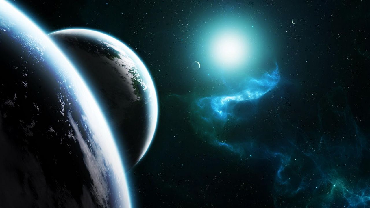 Wallpaper planets, space, stars, radiation, light hd, picture, image