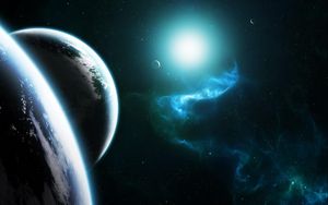 Preview wallpaper planets, space, stars, radiation, light