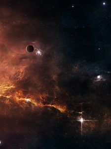 Preview wallpaper planets, stars, galaxy, glow, space