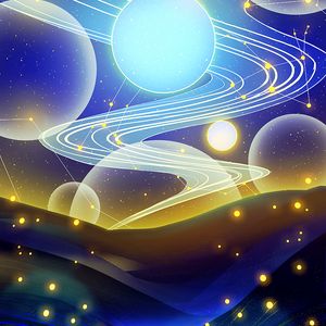 Preview wallpaper planets, stars, glare, space, landscape, art