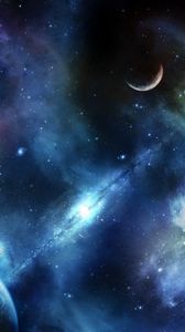Preview wallpaper planets, stars, space, universe, spots, blurring