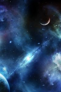 Preview wallpaper planets, stars, space, universe, spots, blurring