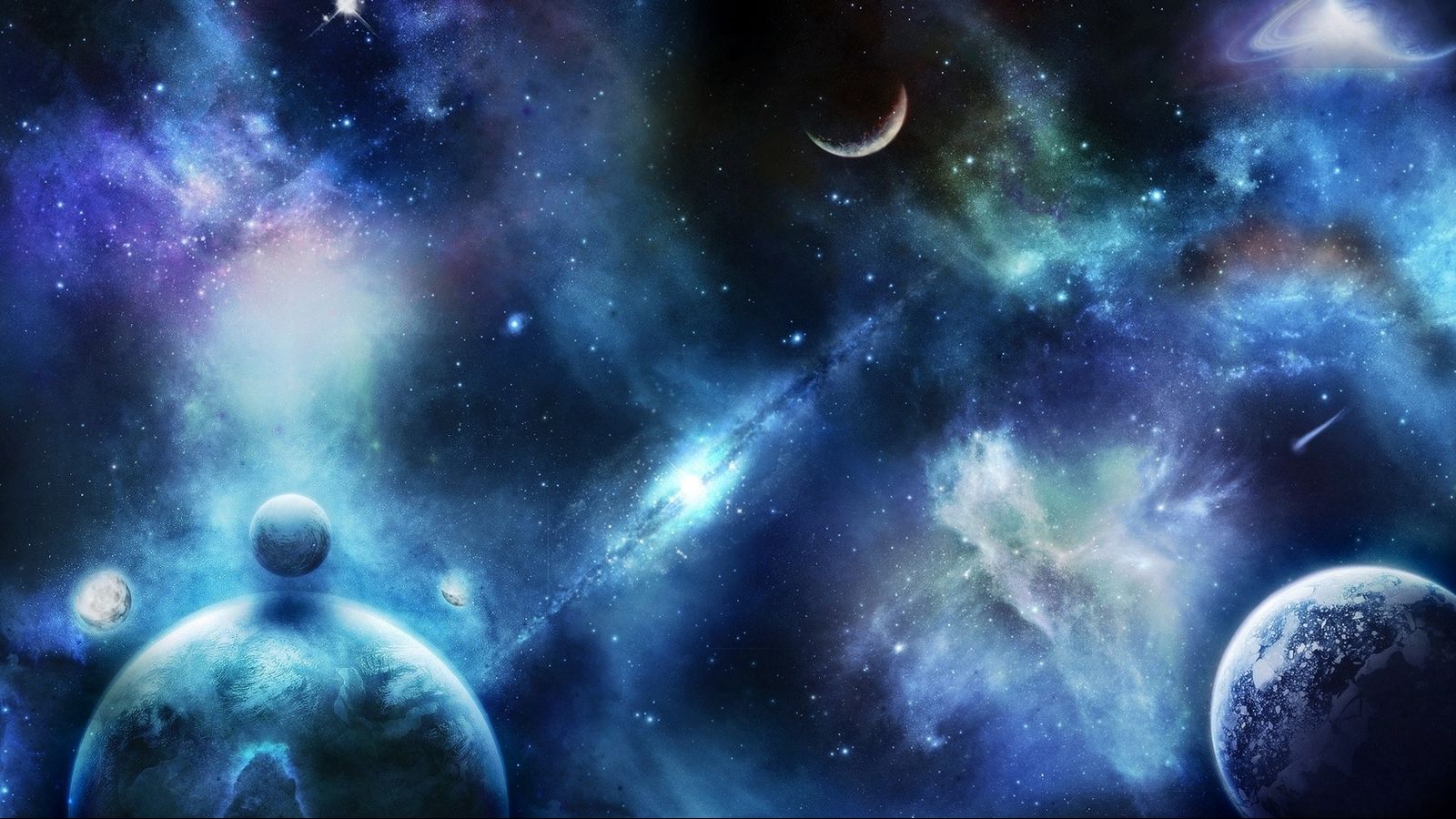 Download wallpaper 1600x900 planets, stars, space, universe, spots ...