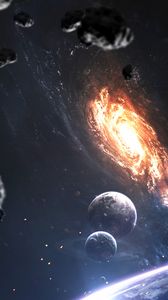 Preview wallpaper planets, universe, meteorites, galaxy
