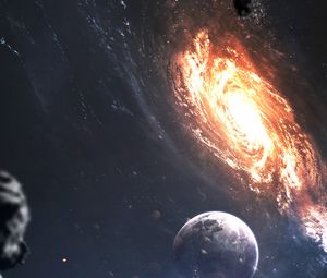 Preview wallpaper planets, universe, meteorites, galaxy