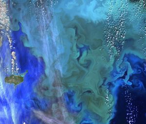 Preview wallpaper plankton, ocean, blue, aerial view