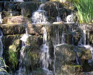 Preview wallpaper plates, stream, water, grass, shadows, stones, queen marys garden