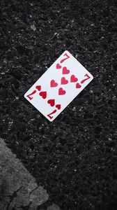 Preview wallpaper playing card, card, suit, hearts, asphalt