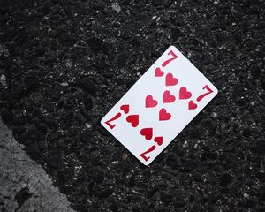 Preview wallpaper playing card, card, suit, hearts, asphalt