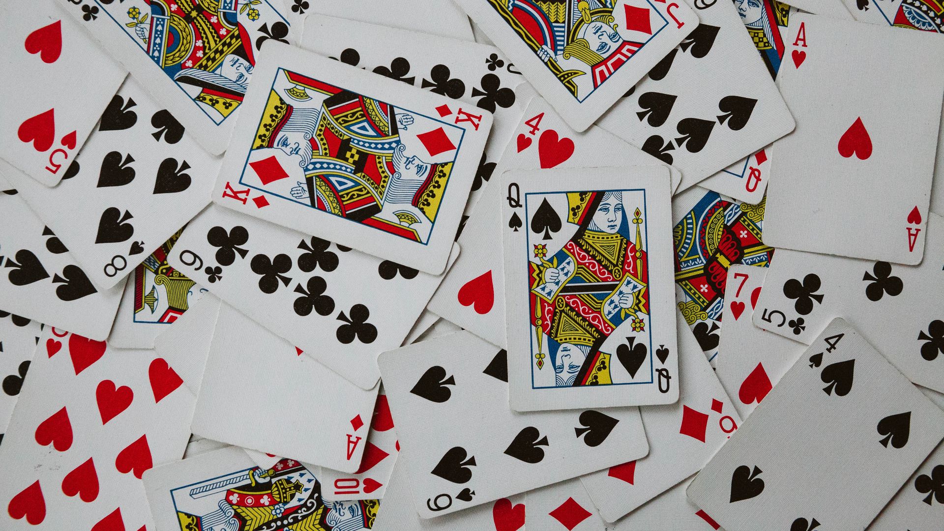 Download wallpaper 1920x1080 playing cards, cards, pattern full hd, hdtv,  fhd, 1080p hd background