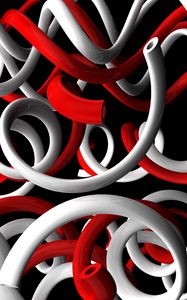 Preview wallpaper plexus, shape, twisted, curved, red, white