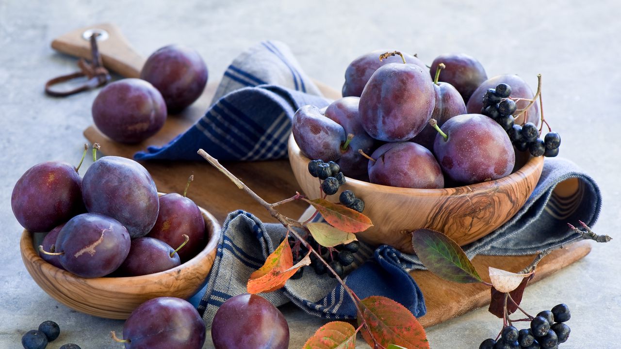 Wallpaper plums, chokeberry, berries, mountain ash, fruits