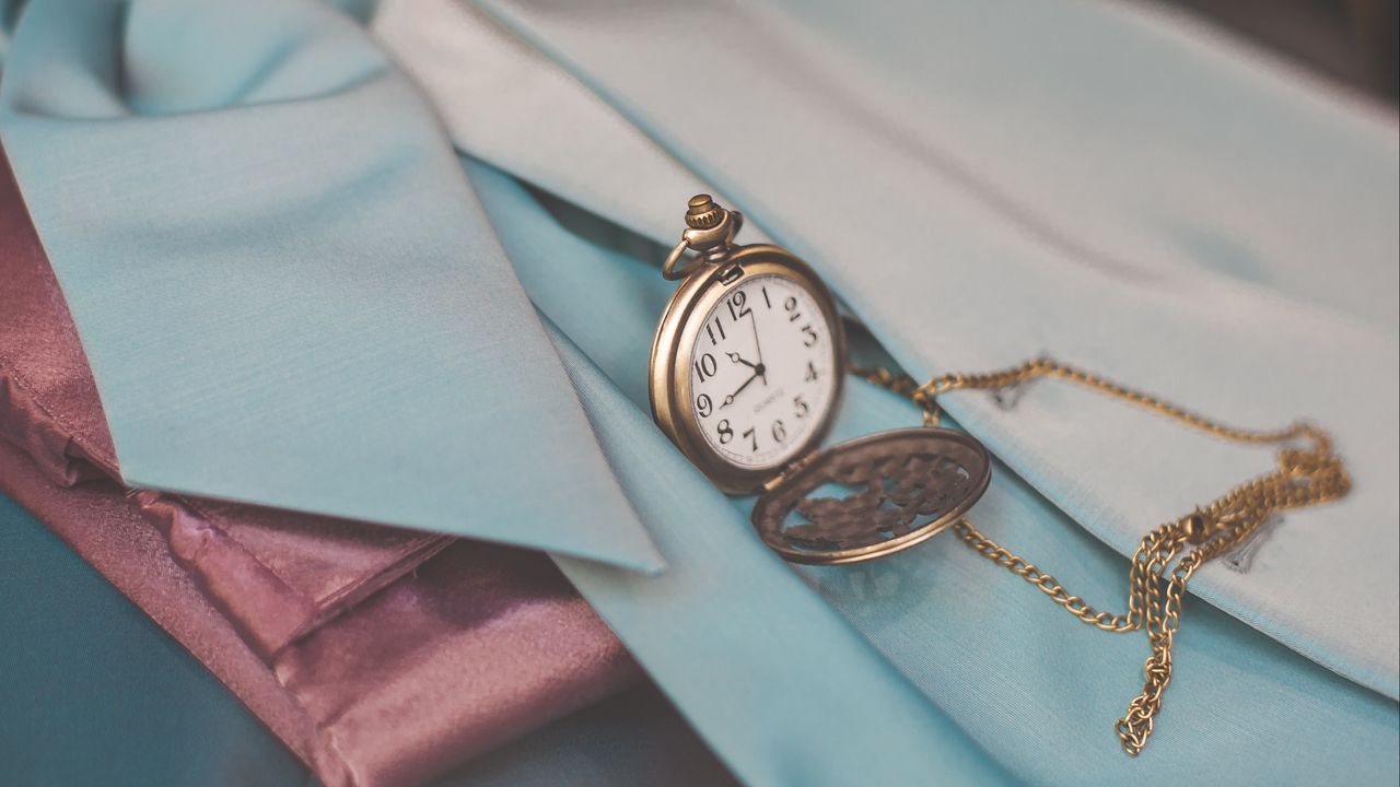 Wallpaper pocket watch, chain, clothes