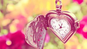 Preview wallpaper pocket watch, heart, shape, face