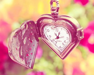 Preview wallpaper pocket watch, heart, shape, face