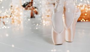 Preview wallpaper pointe shoes, ballet, dance, legs, ribbons