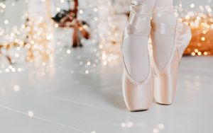 Preview wallpaper pointe shoes, ballet, dance, legs, ribbons