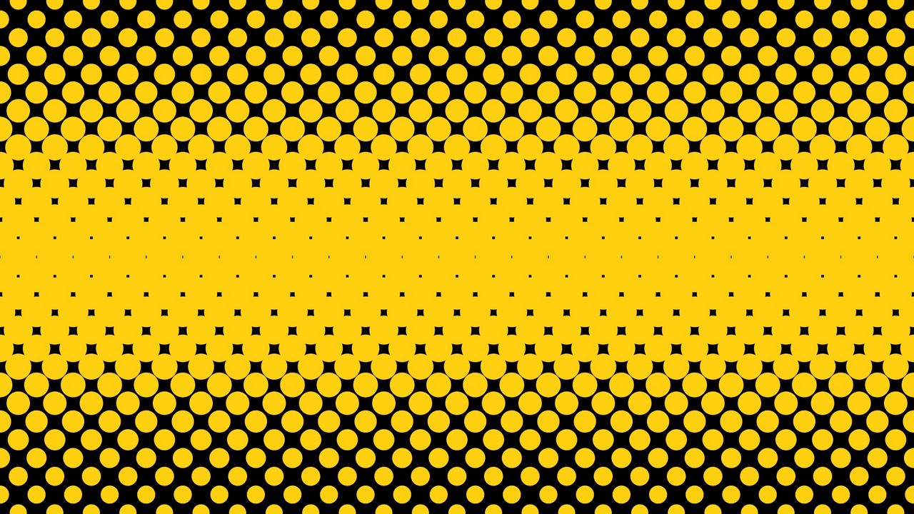 Wallpaper points, circles, semitone, yellow, black