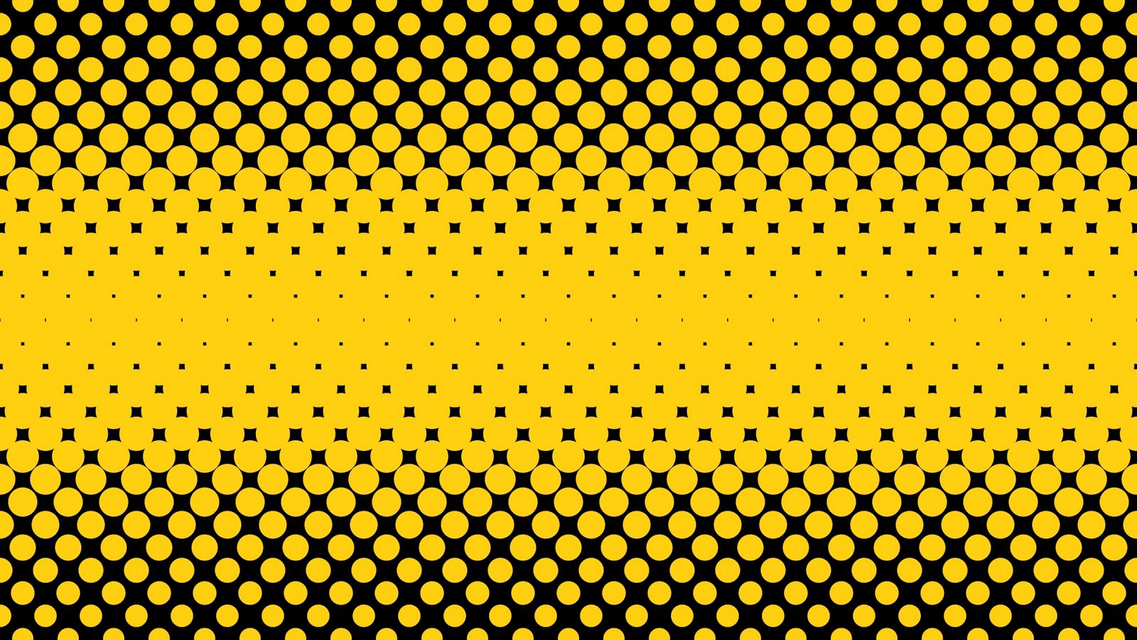 Download wallpaper 1600x900 points, circles, semitone, yellow, black  widescreen 16:9 hd background