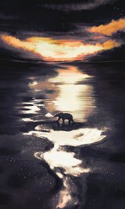 Preview wallpaper polar bear, bear, twilight, wildlife, art