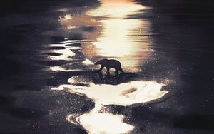 Preview wallpaper polar bear, bear, twilight, wildlife, art