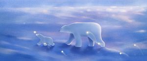Preview wallpaper polar bears, family, cub, art, walk