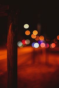 Preview wallpaper pole, night, lights, bokeh, contrast