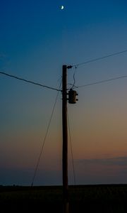 Preview wallpaper pole, wires, night, moon, dark