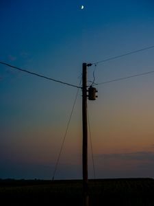 Preview wallpaper pole, wires, night, moon, dark