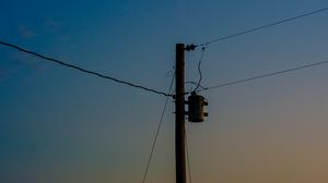 Preview wallpaper pole, wires, night, moon, dark